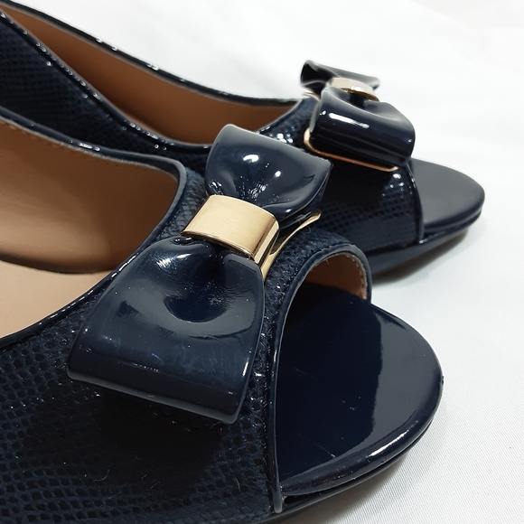 Karen Scott Dark Blue Slingback Peep Toe 9M - Picture 5 of 8